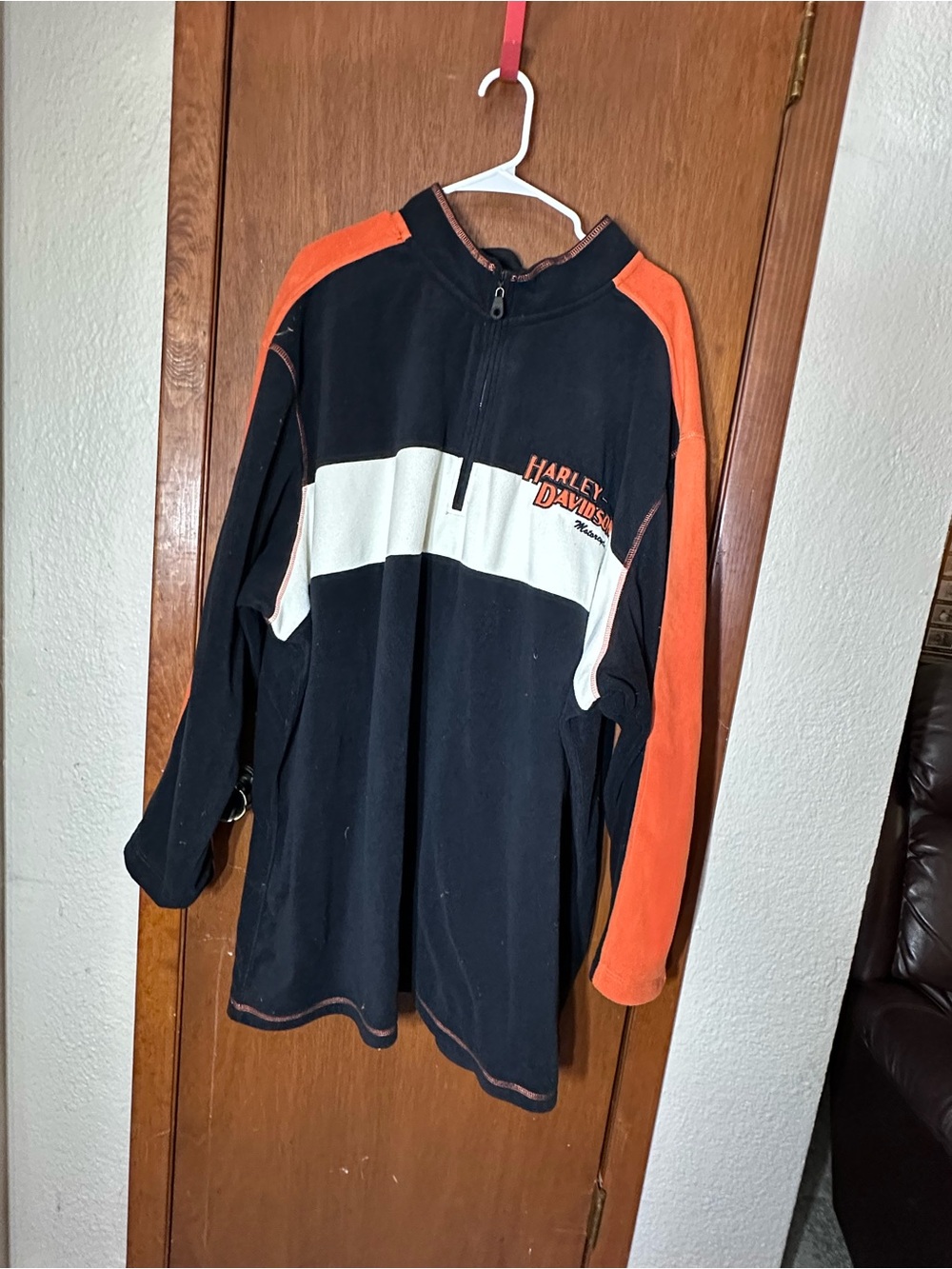 Harley-Davidson Black and Orange Fleece Pullover